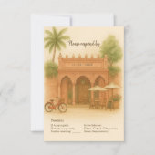Indian Courtyard Hochzeit in Urlaubsort Escape RSVP Karte (Vorderseite)