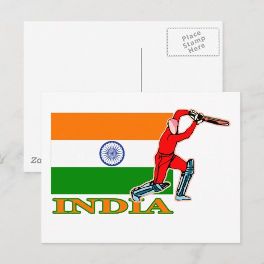 Indian Cricket Player Postkarte (Vorne/Hinten)