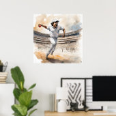 Indian Cricketer - ArchivCricket Print Poster (Heimbüro)