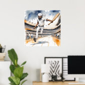 Indian Cricketer - ArchivCricket Print Poster (Heimbüro)