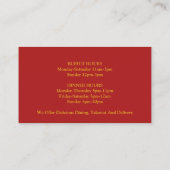 Indian Cuisine Business Card Visitenkarte (Rückseite)