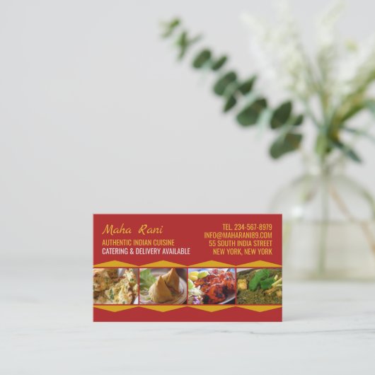 Indian Cuisine Business Card Visitenkarte (Stehend Vorderseite)