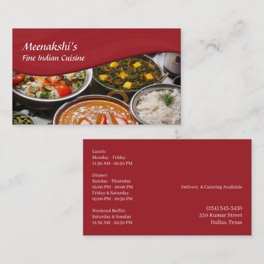 Indian Cuisine Business Card Visitenkarte (Vorne/Hinten)