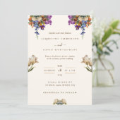 Indian Desi Wildblume Wedding Einladung (Stehend Vorderseite)