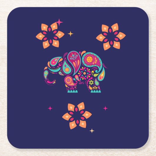 INDIAN DIWALI ELEPHANT FARBEN DESIGN RECHTECKIGER PAPPUNTERSETZER (Vorderseite)