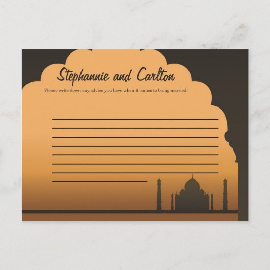 Indian Dream Wedding Writable Advice Card Hinweiskarte (Vorderseite)