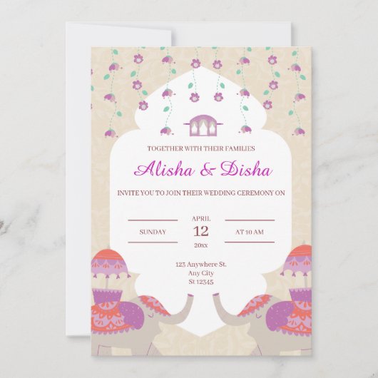 Indian Elegance Hochzeit Einladung (Vorderseite)