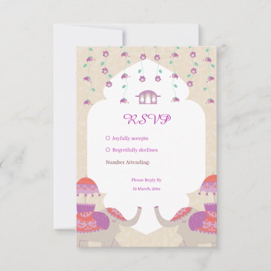 Indian Elegance Hochzeit RSVP Karte (Vorderseite)