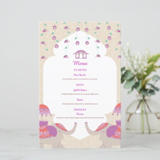 Indian Elegance Wedding Menu (Stehend Vorderseite)