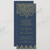 Indian Elegant Navy Gold Mehndi Hindu Wedding Invi Einladung (Vorne/Hinten)