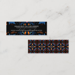 Indian Elephant Floral Black Website Card Mini Visitenkarte