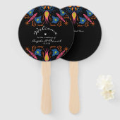 Indian Elephant Floral Black Wedding Fächer (Vorne und Hinten)