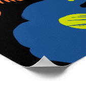 Indian Elephant Floral Black Wedding Poster (Ecke)