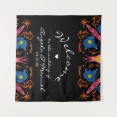 Indian Elephant Floral Black Wedding Wandteppich (Vorderseite (Horizontal))