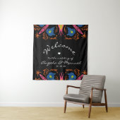 Indian Elephant Floral Black Wedding Wandteppich (Beispiel)