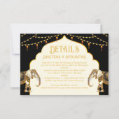 Indian Elephant lights Wedding Details Info-Karte RSVP Karte (Vorderseite)