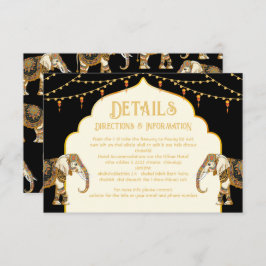 Indian Elephant lights Wedding Details Info-Karte RSVP Karte