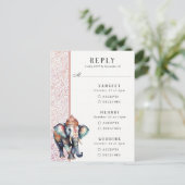 Indian Elephant Multi Event Wedding RSVP Card Postkarte (Stehend Vorderseite)