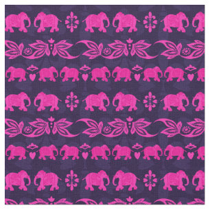 Indian Elephant Pink Blue Sari Muster Stoff