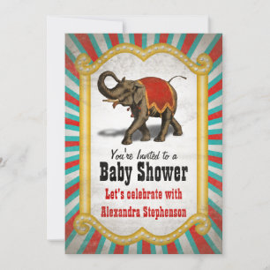 Indian Elephant Red Circus Boy Baby Shower Einladung