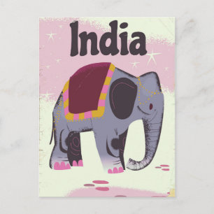 Indian Elephant Vintage Reiseplakat drucken. Postkarte