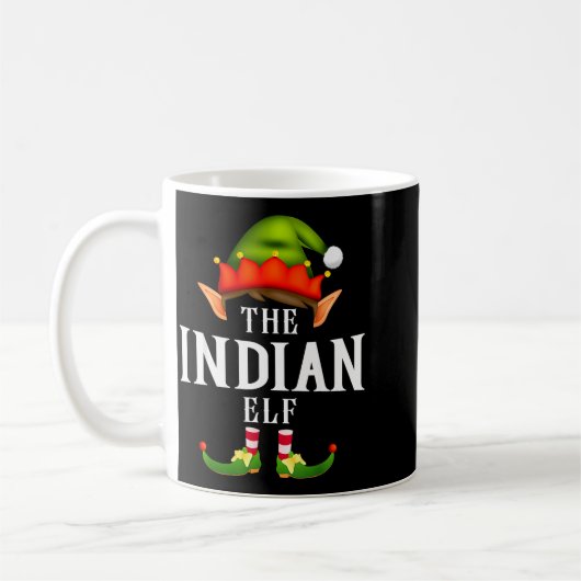 Indian Elf Group Funny Christmas Pajama Party Kaffeetasse (Links)