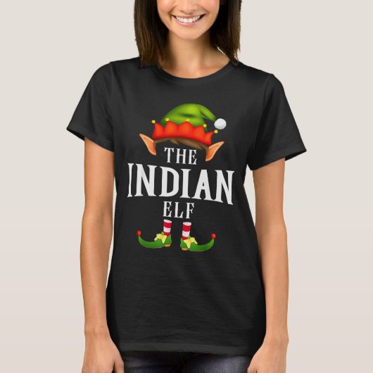 Indian Elf Group Funny Christmas Pajama Party  T-Shirt (Vorderseite)