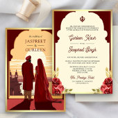Indian Ethnic Red Anand Karaj Sikh Wedding Einladung