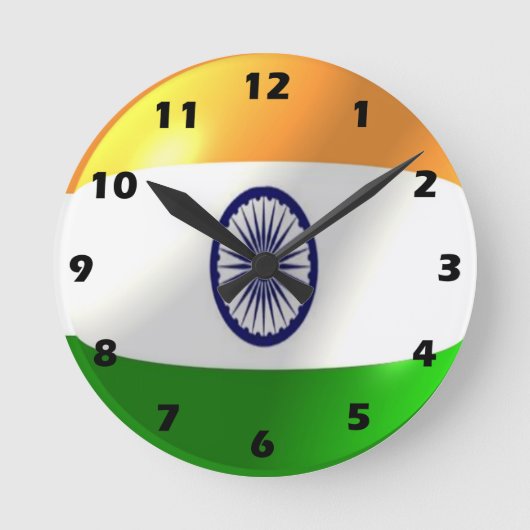 Indian Flag Design Runde Wanduhr (Vorderseite)