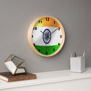 Indian Flag Design Wanduhr
