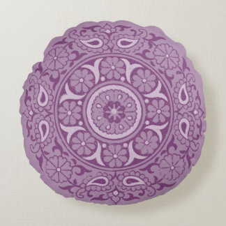 Indian Floral Motif - Lavender und Lila Rundes Kissen