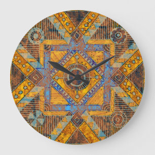 Indian Floral Paisley: Ethnische Medallion. Große Wanduhr