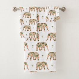 Indian Floral Paisley Ornate Elephants Badhandtuch Set