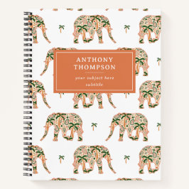 Indian Floral Paisley Ornate Elephants Custom Name Notizblock