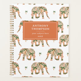 Indian Floral Paisley Ornate Elephants Custom Name Planer