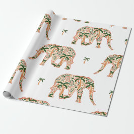 Indian Floral Paisley Ornate Elephants Geschenkpapier