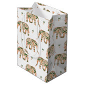 Indian Floral Paisley Ornate Elephants Mittlere Geschenktüte (Rückseite Schrägansicht)