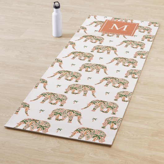 Indian Floral Paisley Ornate Elephants Monogrammed Yogamatte (Beispiel)