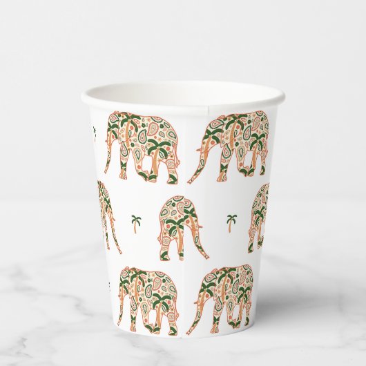 Indian Floral Paisley Ornate Elephants Pappbecher (Rechts)