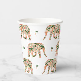 Indian Floral Paisley Ornate Elephants Pappbecher