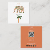 Indian Floral Paisley Ornate Elephants Quadratische Visitenkarte (Vorne/Hinten)