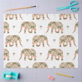 Indian Floral Paisley Ornate Elephants Seidenpapier