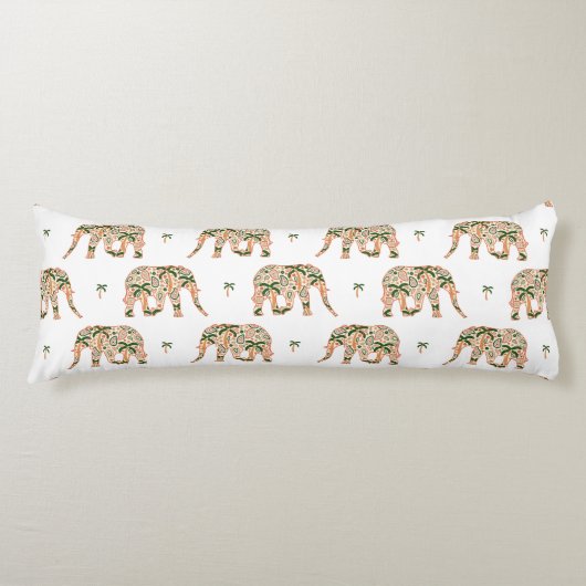 Indian Floral Paisley Ornate Elephants Seitenschläferkissen (Vorderseite)