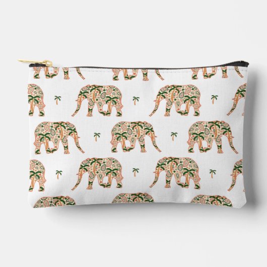 Indian Floral Paisley Ornate Elephants Zubehörtasche (Vorderseite)