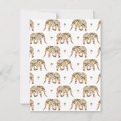 Indian Floral Paisley Verzierte Elefanten Mitteilungskarte (Rückseite)