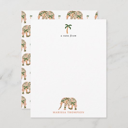 Indian Floral Paisley Verzierte Elefanten Mitteilungskarte (Vorne/Hinten)