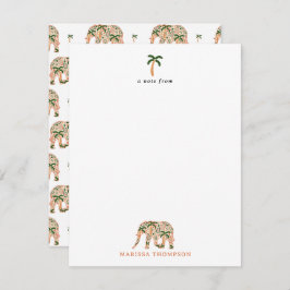 Indian Floral Paisley Verzierte Elefanten Mitteilungskarte