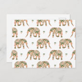 Indian Floral Paisley Verzierte Elefanten Postkarte (Vorne/Hinten)
