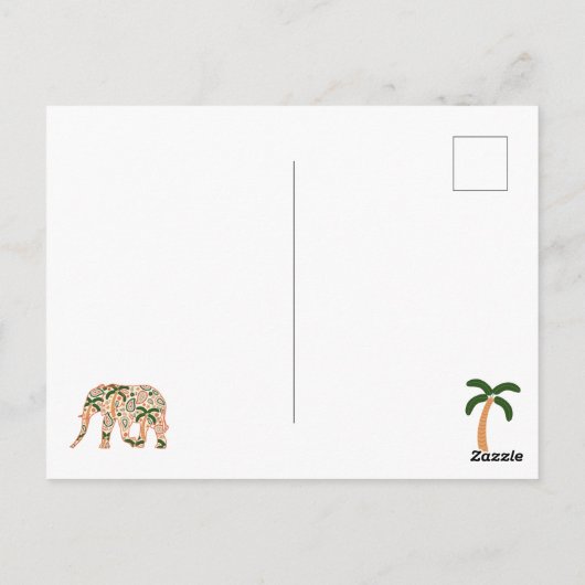 Indian Floral Paisley Verzierte Elefanten Postkarte (Rückseite)