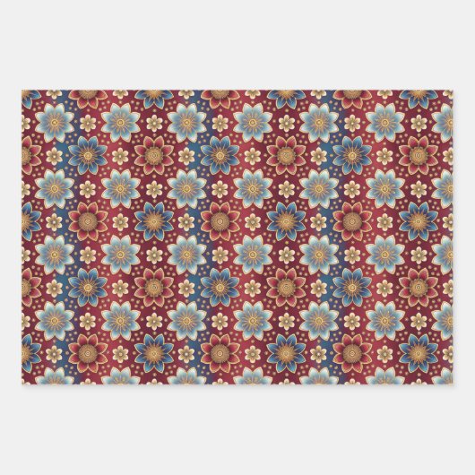 Indian Floral Pattern Geschenkpapier Set (Vorderseite 3)